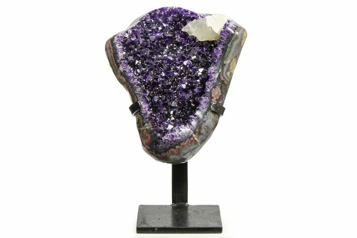 Amethyst Geode w/ Calcite on Metal Stand - Uruguay #306879